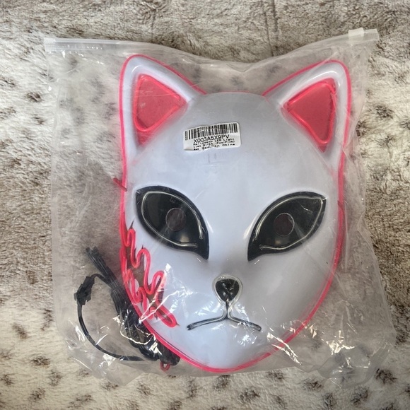 NWT! Demon Slayer Anime white fox mask LED light up Halloween costume horror - Picture 10 of 11